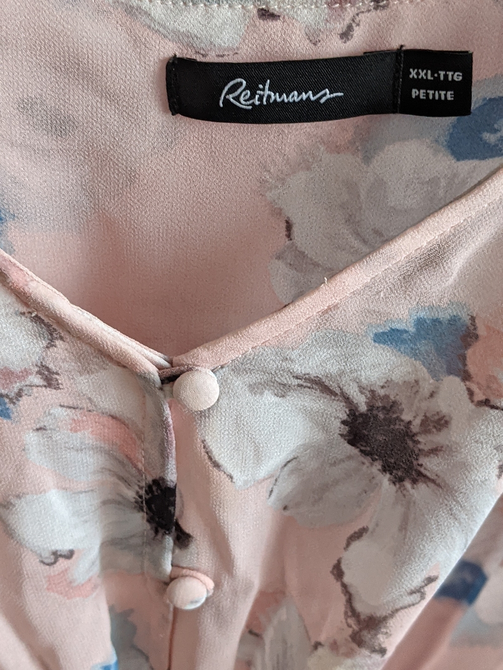 Reitmans Cream Floral Maxi Dress with Blue Accents Semi Shear Front is Shorter - Picture 2 of 3